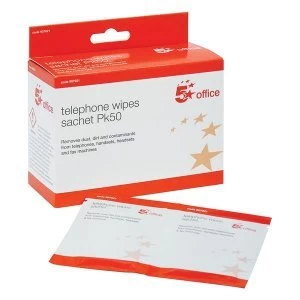 Image of 5 Star Office Telephone Wipes Sachet Pack of 50