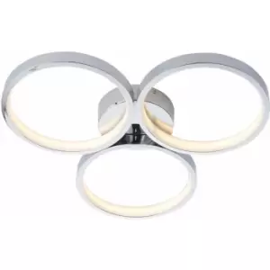 Image of Loops - Semi Flush Multi Arm Bathroom Ceiling Light - Chrome Plated & White Diffuser