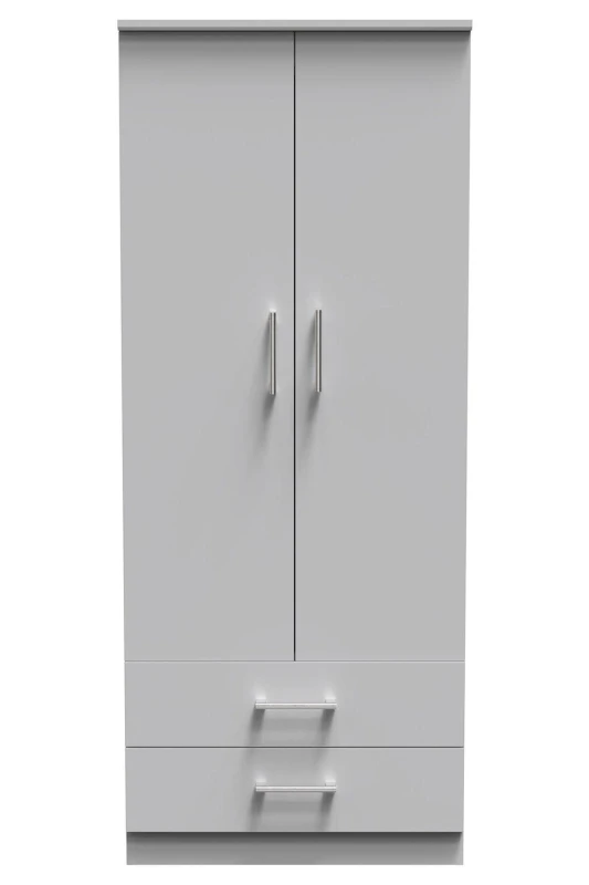 Image of Ready Assembled 2 U Cornwall 2 Door 2 Drawer Wardrobe (Ready Assembled) Light Grey