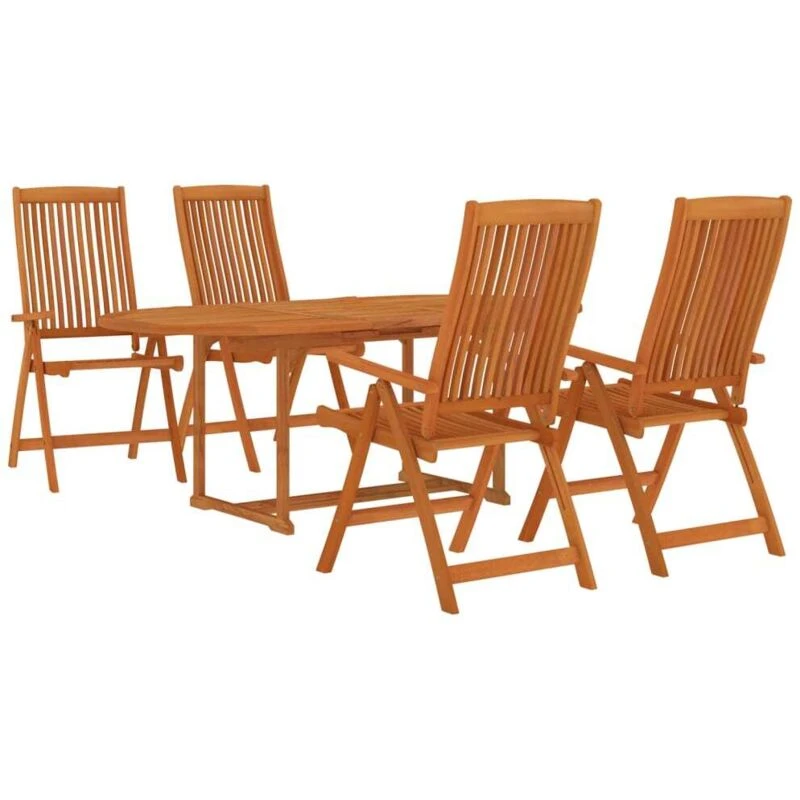 Image of vidaXL 5 Piece Garden Dining Set Solid Wood Eucalyptus, Brown 3087335