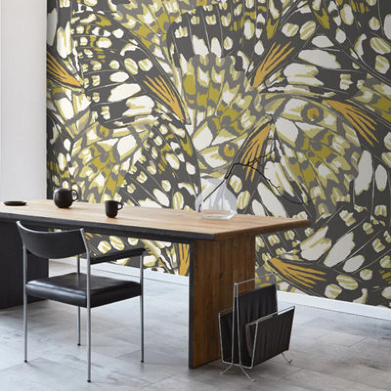 Image of Origin Murals Butterfly Wings - Black And Olive Green Matt Smooth Paste The Wall Mural 350Cm Wide X 280Cm High