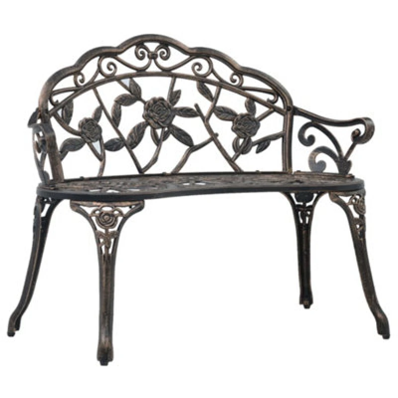 Image of vidaXL Bistro Bench Bronze Cast Aluminium Garden Patio Outdoor Benches Chairs