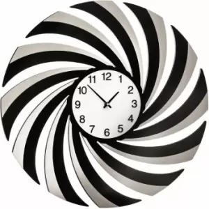 Image of Wall Clock Black Mirrored Clocks For Living Room / Bedroom / Contemporary Curved Swirl Design MDF Clocks 5 x 60 x 60 - Premier Housewares