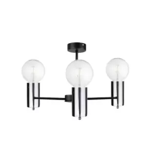 Image of Arde Multi Arm Semi Flush Ceiling Light Black, Silver, 60cm, 3x E27