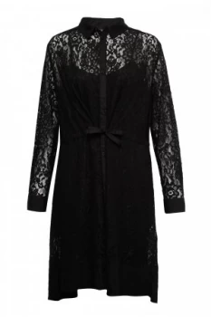 Image of French Connection Tatus Lace Shirt Dress Black