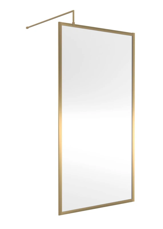 Image of Balterley 8mm Wetroom Screen & Support Bar: 1000 mm, Brushed Brass in Metallics Metallics Unisex