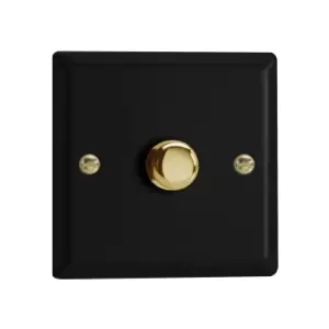 Image of Varilight LED V-Pro 1 Gang Rotary Dimmer Switch Matt Black with Brass Knob