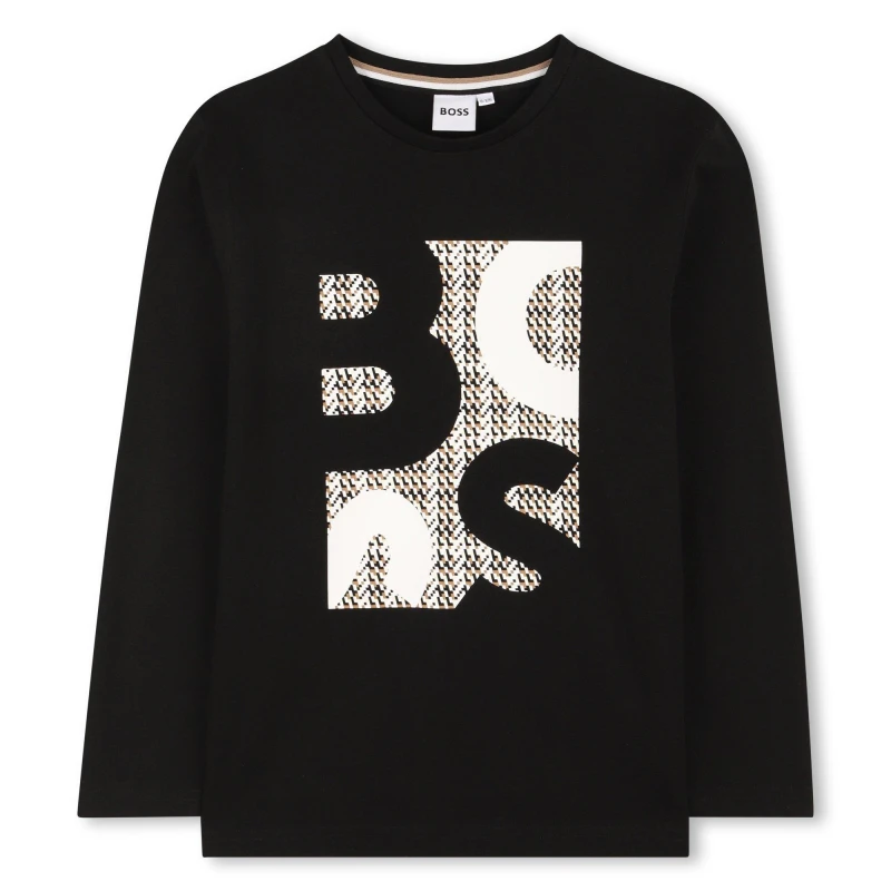 Image of Boss Kids Long-sleeve Graphic T-Shirt Black male 12Y