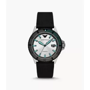 Image of Emporio Armani Mens Three-Hand Date Rpet Watch - Black