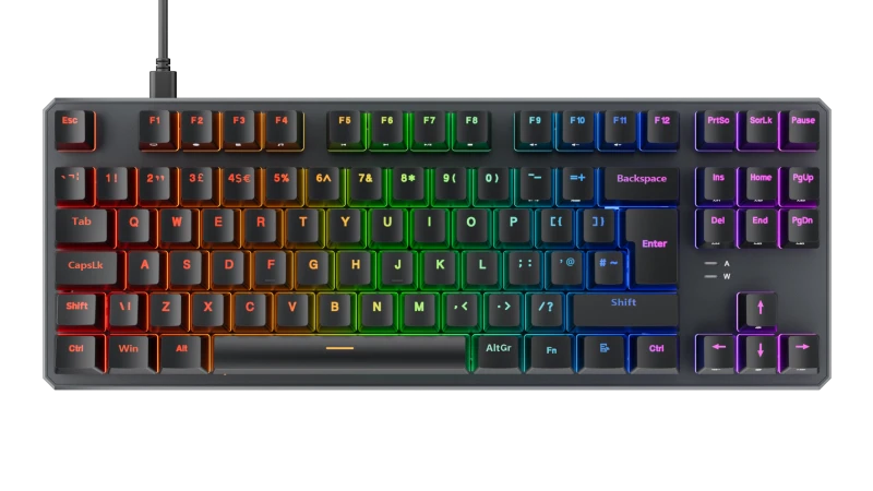 Image of Tecware Phantom+ 88-Key UK Layout RGB Mechanical Black Gaming Keyboard - Wraith Red Switch Linear 45G - TWKB-P88PZT-WRDUK