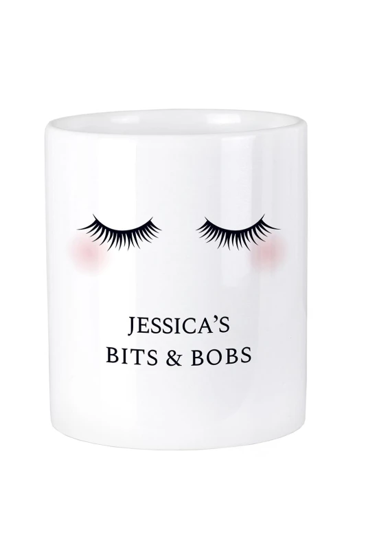 Image of Personalised Memento Company Personalised Message Eyelashes Print Ceramic Storage Pot