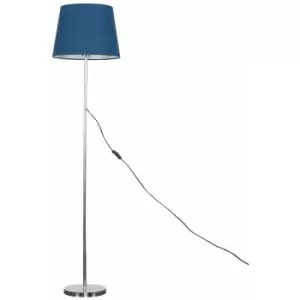 Image of Minisun - Charlie Stem Floor Lamp in Chrome with Aspen Shade - Navy Blue - No Bulb