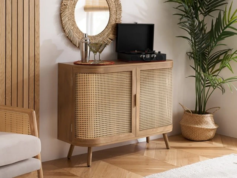 Image of Birlea Noah Rattan and Oak 2 Door Sideboard