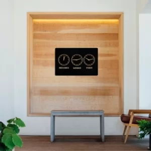 Image of Three Hour Black Decorative Metal Wall Clock