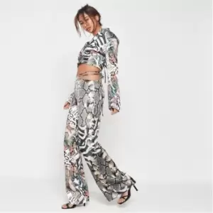 Image of Missguided Satin Wide Leg Trousers - Multi