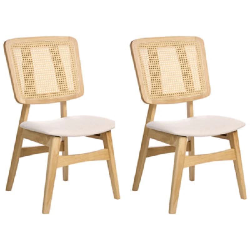 Image of Beliani Set Of 2 Dining Chairs Alcova Wood Light Brown