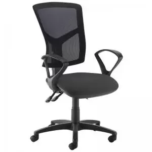 Image of Senza high mesh back operator chair with fixed arms - black