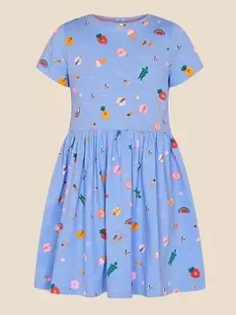 Image of Accessorize Girls Funshine Jersey Dress - Blue Size 7-8 Years, Women