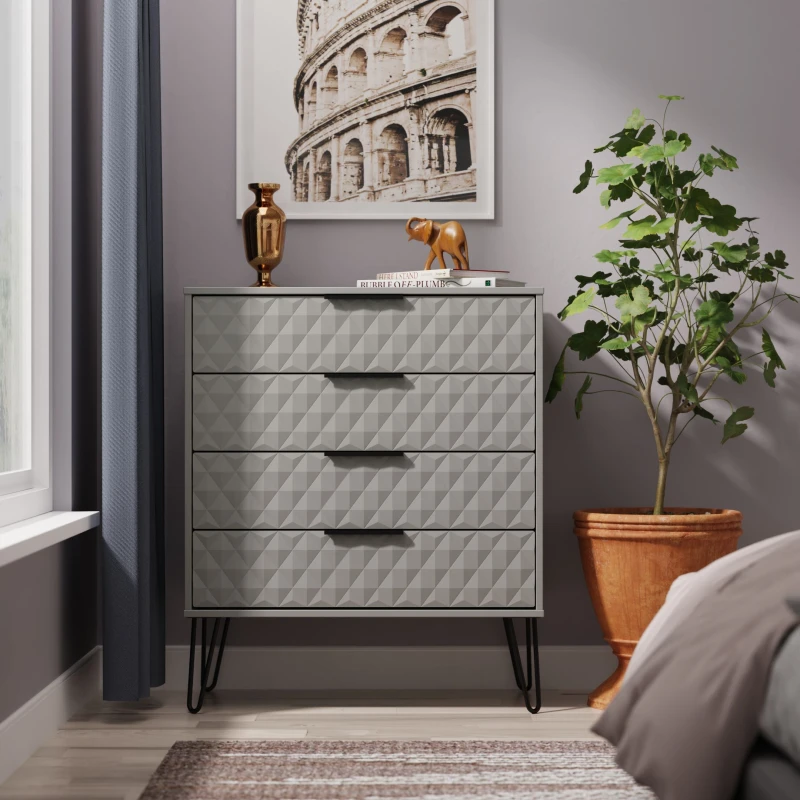Image of Ready Assembled 2 U Islay 4 Drawer Chest (Ready Assembled) in Dark Grey Size: Medium Dark Grey Unisex Medium