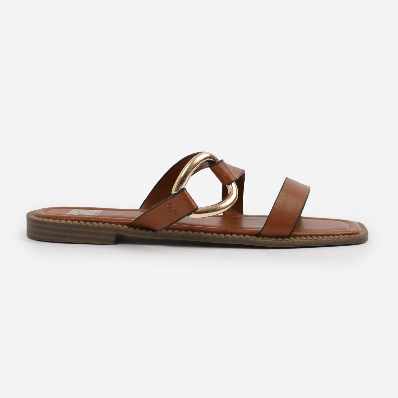 Image of Wheres That From Wheres That From Tan PU Jaime Flatform Sandal - Brown Brown 6