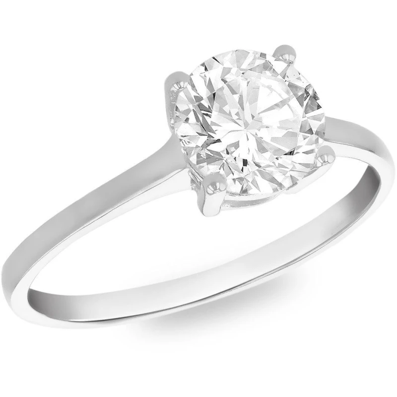 Image of Be You 9ct Gold CZ Solitatire Ring White Gold female k