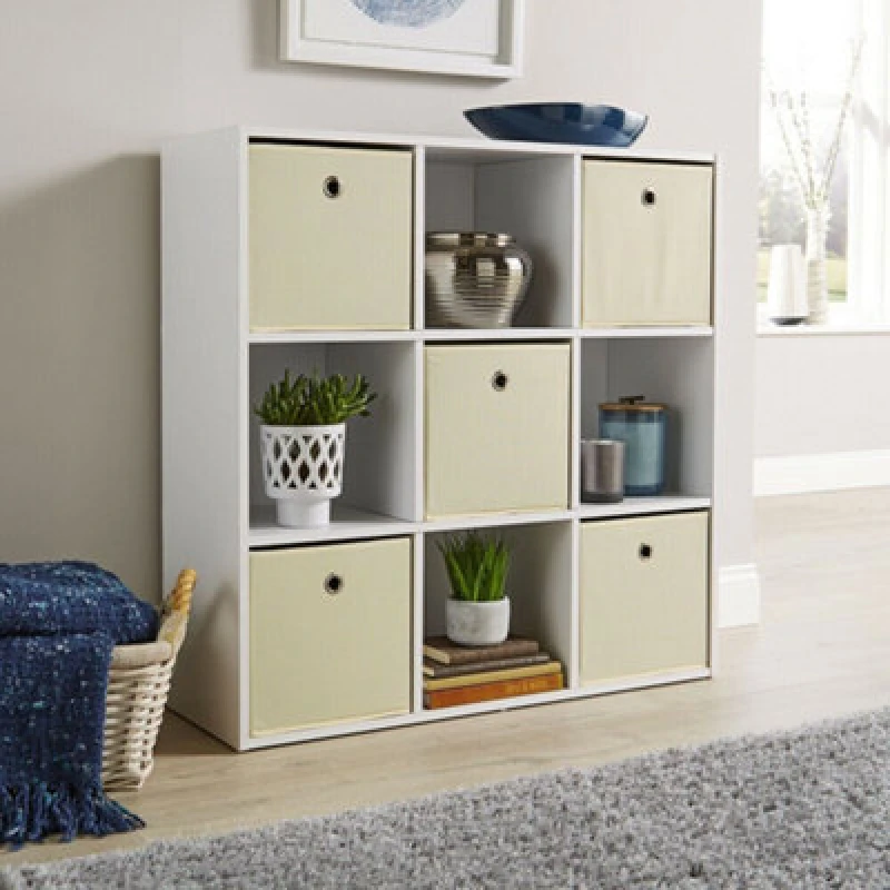 Image of Home Source Cube 3X3 Storage Shelf Unit White