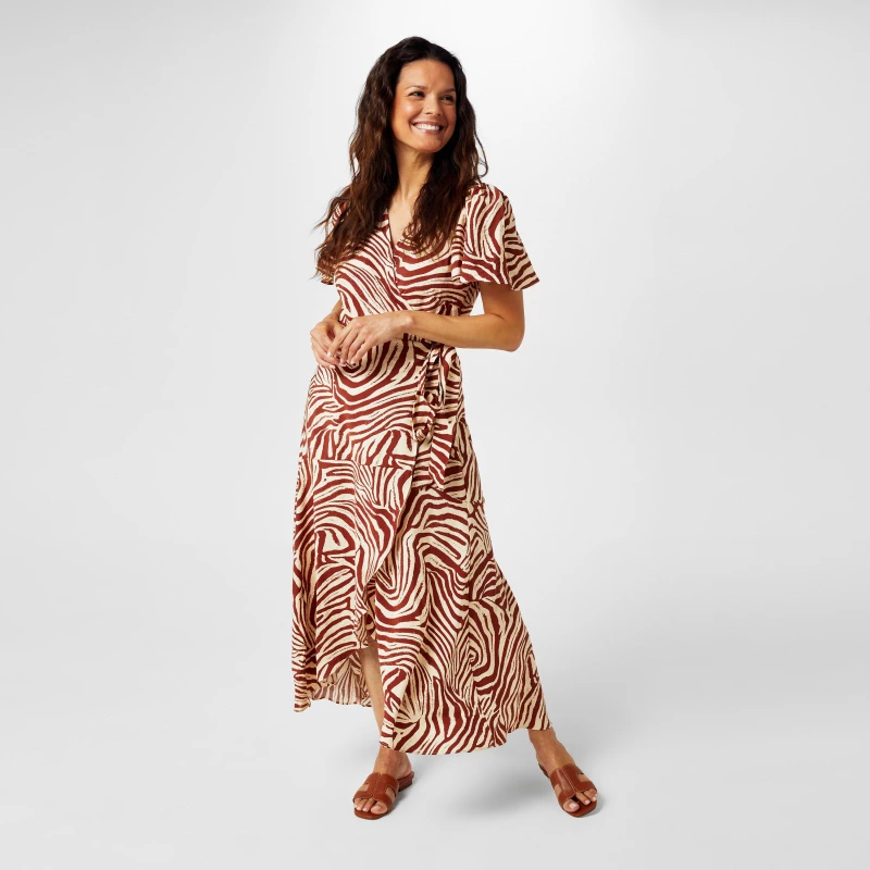Image of Biba Biba Short Sleeve Wrap Dress - Multi Multi 8