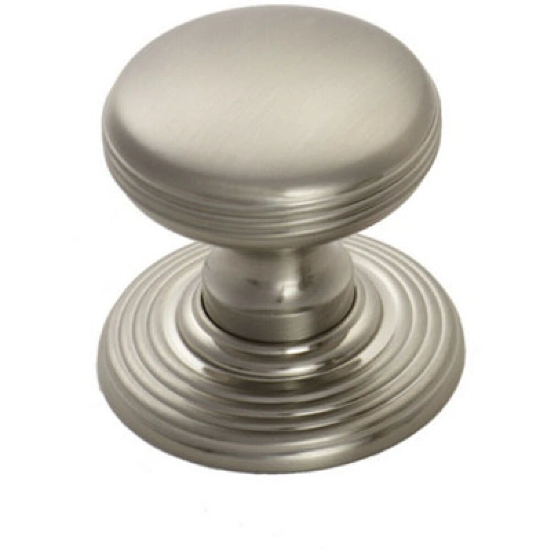 Image of Loops Smooth Ringed Cupboard Door Knob 35mm Dia Satin Nickel Cabinet Handle Metallics unisex