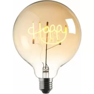 Image of Loops - 2W E27 Globe Shaped LED Lamp - happy LED Filament Amber Tinted Glass Light Bulb