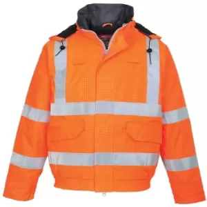 Image of Portwest - S773ORRXL - sz XL Bizflame Rain Hi-Vis Antistatic FR Bomber Jacket - Orange - Orange