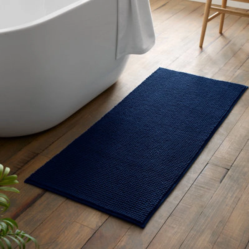 Image of Catherine Lansfield Bobble 50cm x 120cm Runner Bath Mat Navy