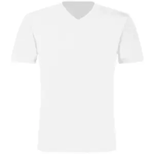 Image of B&C Mens Exact V-Neck Short Sleeve T-Shirt (S) (White)