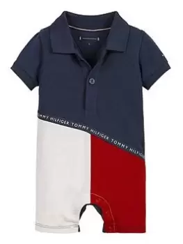 Image of Tommy Hilfiger Baby Boys Colorblock Romper - Navy, Size 6-9 Months