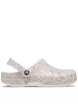 Image of Crocs Classic Clog Glitter Print, White, Size 5, Women