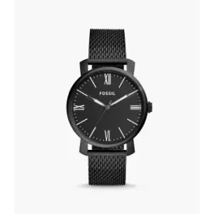 Image of Fossil Mens Rhett Three-Hand Stainless Steel Watch - Black