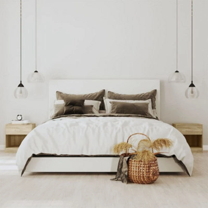 Image of vidaXL 2x Bedside Cabinets with Drawer Oak Nightstand Chest Bedroom Table