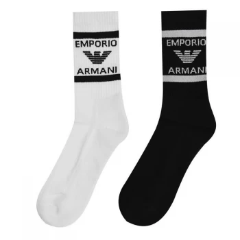 Image of Emporio Armani 2 Pack Eagle Spot Socks Black/White
