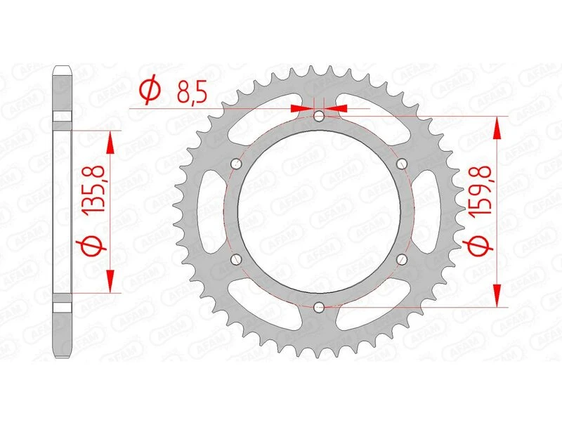 Image of AFAM Steel Standard Rear Sprocket 35304 - 520