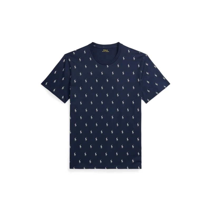 Image of Polo Ralph Lauren Mens All Over Pony Cotton Short Sleeve T-Shirt Navy AOPP male L