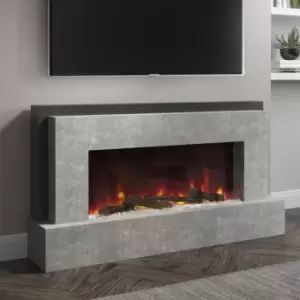 Image of Grey Concrete Effect Freestanding Alexa Electric Fireplace - Amberglo