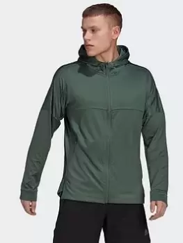 Image of adidas Workout Warm Full-zip Hoodie, Green Size M Men