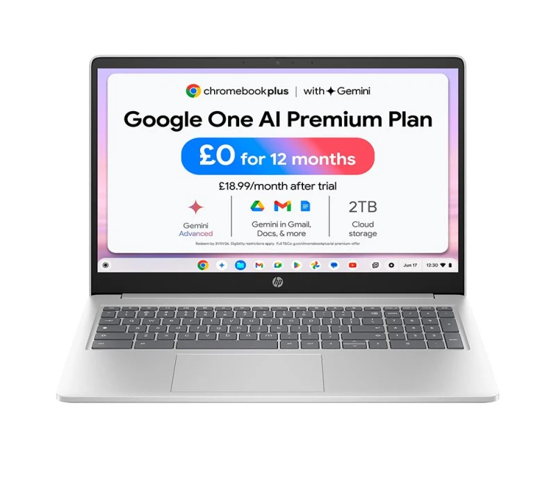 Image of HP 15a-nb0502sa 15.6" Chromebook Plus - Intel Core i3, 128GB SSD, Silver/Grey 196548812486