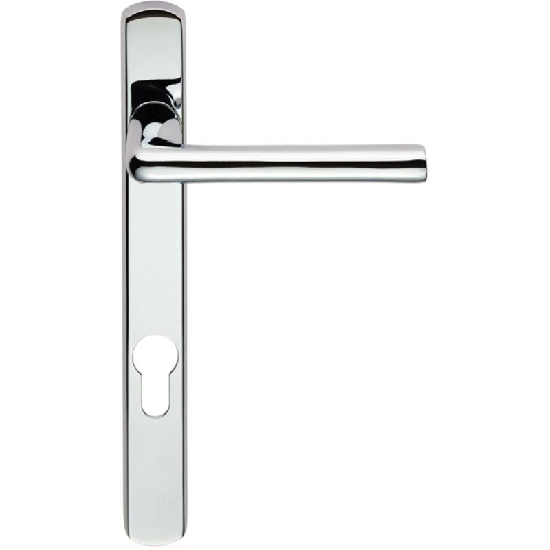 Image of Loops PAIR Straight Lever on Narrow Euro Lock Backplate 220 x 26mm Polished Chrome Multi