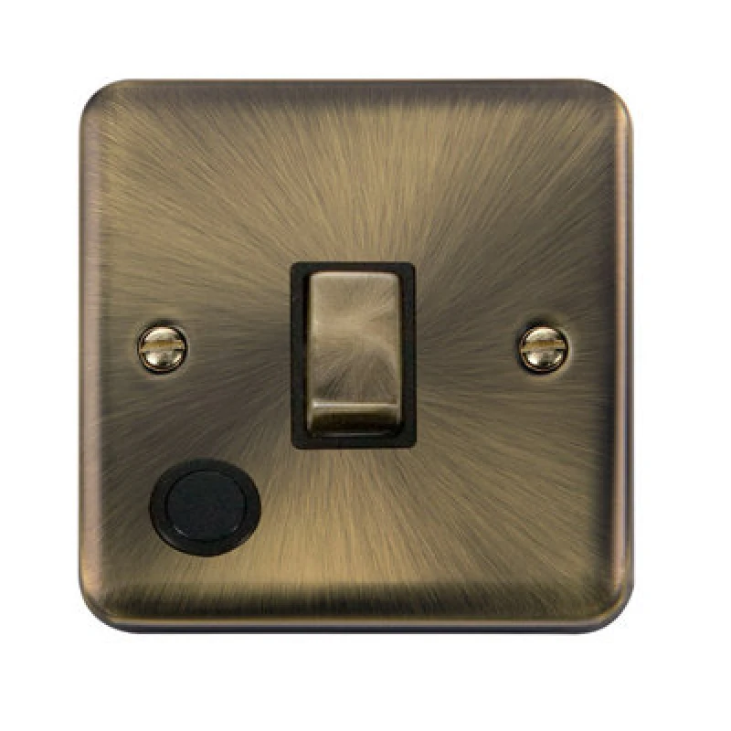 Image of SE Home Curved Antique Brass 1 Gang 20A Ingot DP Switch With Flex Gold