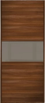Image of Wickes Sliding Wardrobe Door Fineline Walnut Panel and Cappuccino Glass - 2220 x 762mm