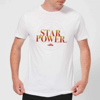 Image of Captain Marvel Star Power Mens T-Shirt - White - XS