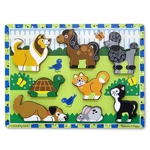 Image of Melissa and Doug Wooden Chunky Puzzle Scene Pets