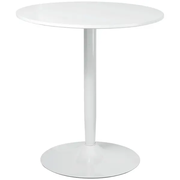 Image of HOMCOM Round Dining Table, Modern Dining Room Table with Steel Base, Non-slip Foot Pad, Space Saving Small Dining Table, White