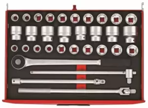 Image of Teng Tools TTESK32 EVA 32 Piece 3/4" Drive Socket Set Metric/AF + Accessories