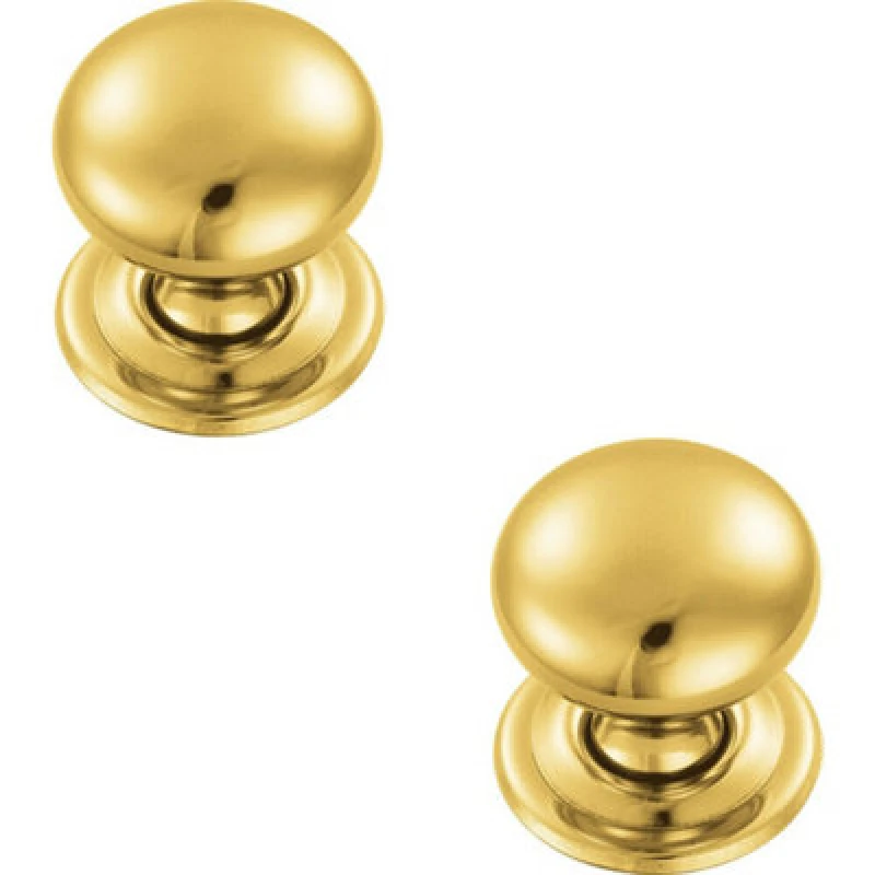Image of Loops 2x Round Victorian Cupboard Door Knob 32mm Dia Polished Brass Cabinet Handle Metallics unisex
